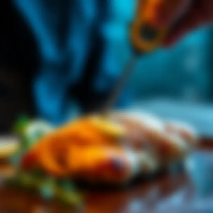 Precision in Temperature Measurement Thermometer inserted into chicken breast for temperature checking