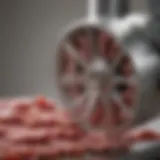 Close-up of a meat grinder's cutting blade highlighting its sharpness and design