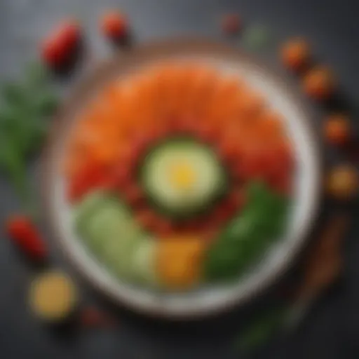 Colorful plate of fresh vegetables representing low carb food choices