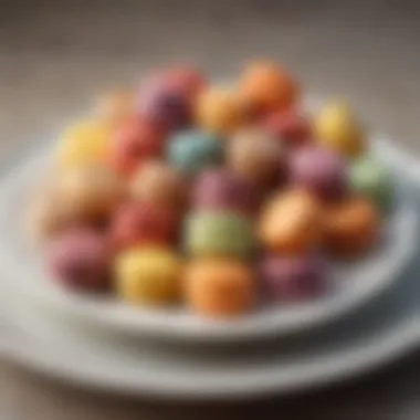 Artistic Display of Macarons A colorful assortment of macarons arranged artfully on a delicate plate.
