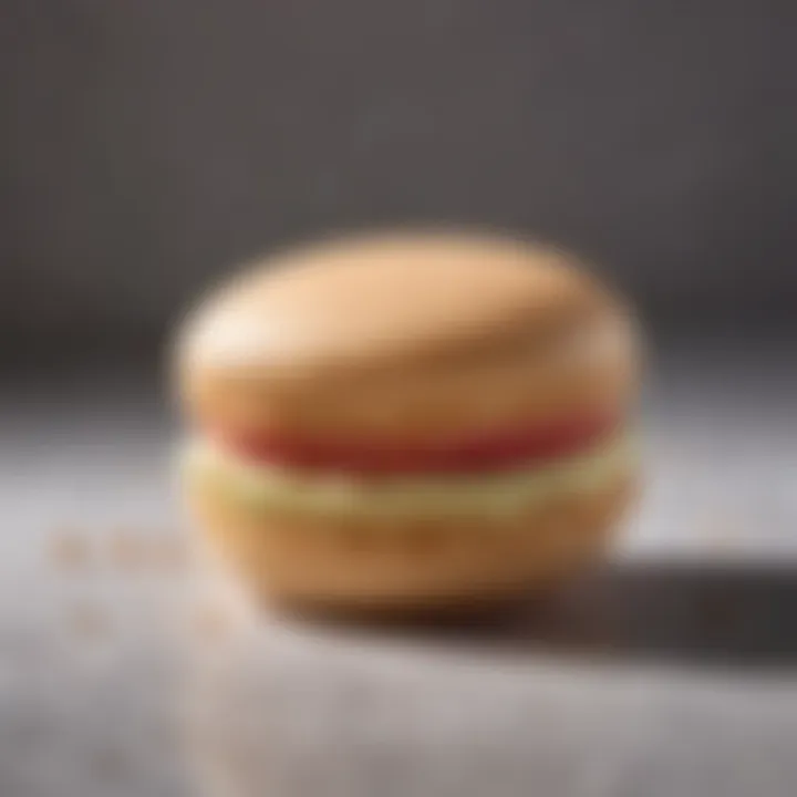 Close-up of a macaron showcasing its smooth texture and vibrant filling.