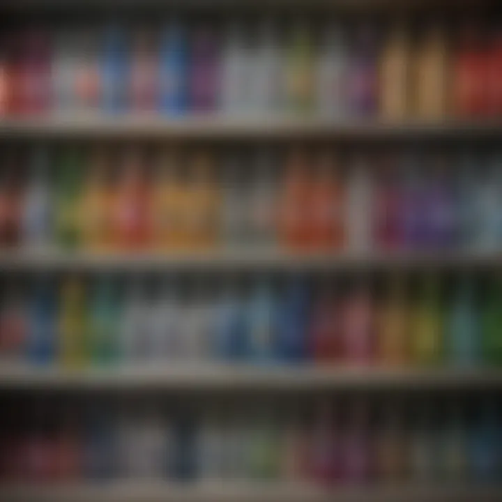 A vibrant shelf display of various spiked seltzer brands