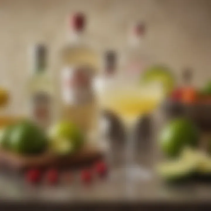 Ingredients used in a classic margarita recipe displayed beautifully