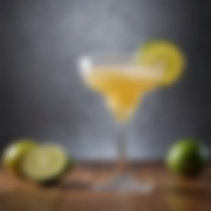 A vibrant margarita with a salted rim and fresh lime garnish