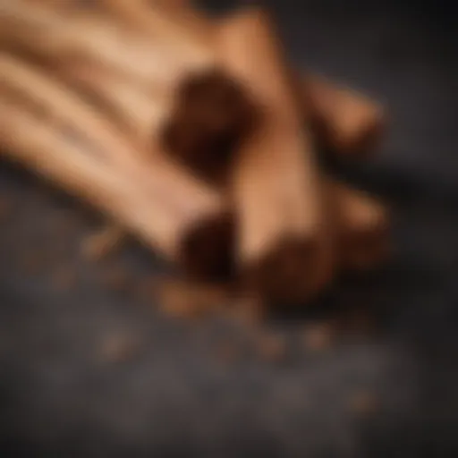 A detailed view of Ceylon cinnamon sticks with rich texture