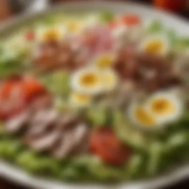 An assortment of variations of Cobb salad tailored for different dietary preferences.