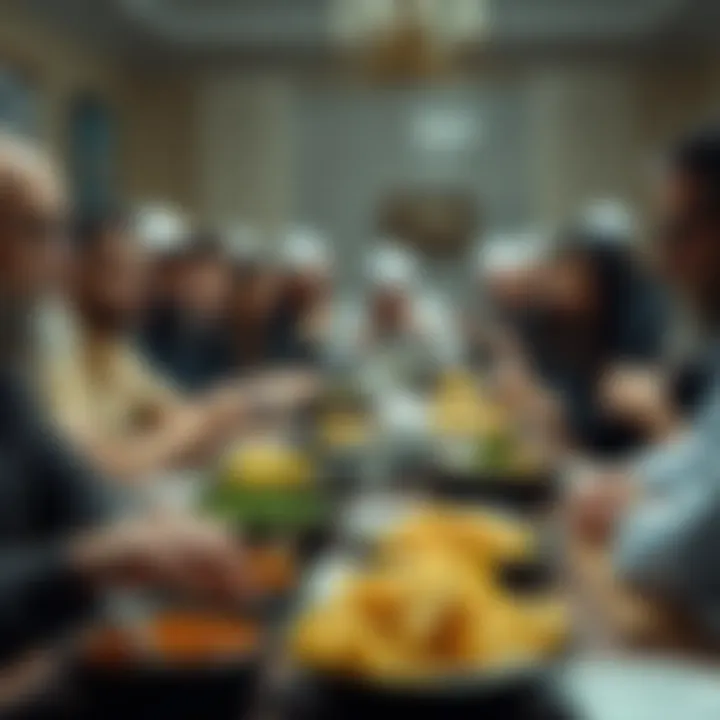 A communal gathering centered around a kosher meal