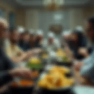 Communal Gathering Around a Kosher Meal A communal gathering centered around a kosher meal