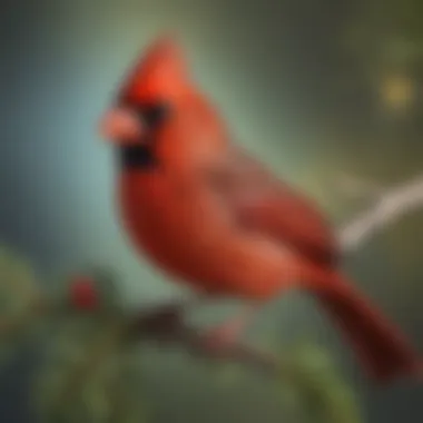 A cardinal perched on a branch, showcasing its vibrant plumage.