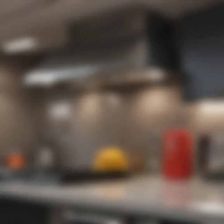 A selection of safety equipment and precautions necessary for range hood cleaning.