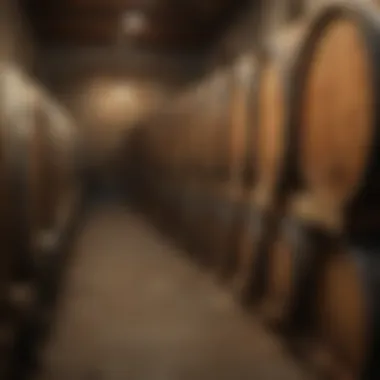 Aging Barrels: The Heart of VSOP Cognac Barrels of aged VSOP Cognac in a cellar