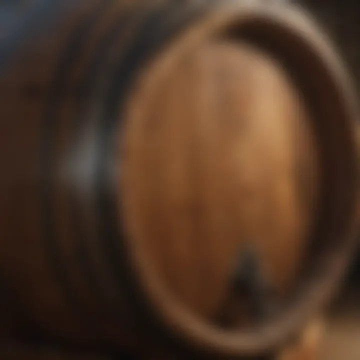 Close-up of oak barrels showcasing grain and texture