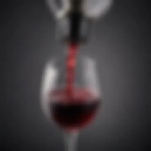 Close-up view of a wine aerator pour spout demonstrating its sleek design