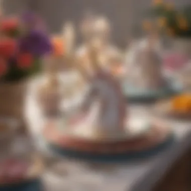 Enchanting Unicorn Table Setting Colorful table setting with unicorn-themed plates and cups