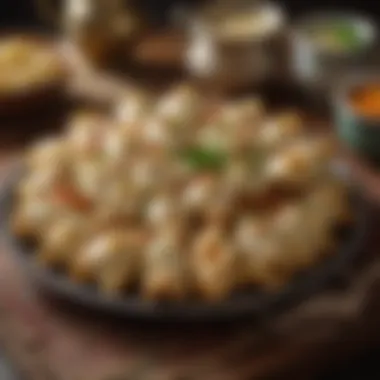 An elegant display of traditional Uzbek manti served on a table
