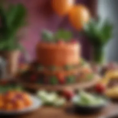 Innovative Vegan Party Decorations Creative vegan party decorations featuring plant-based elements and vibrant colors