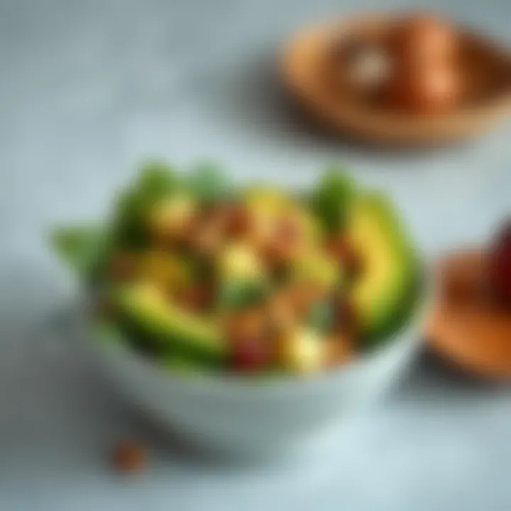 Nutritious Avocado Salad A bowl of avocado salad with nuts and seeds