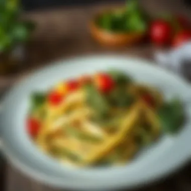 Delicious Zucchini Noodles A plate of zucchini noodles with pesto