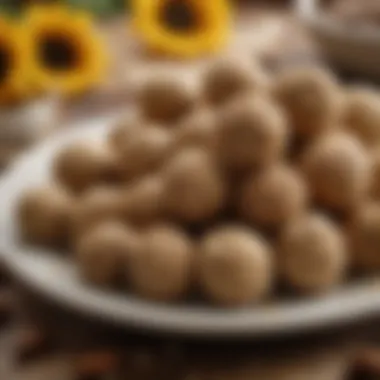 Sunflower seed energy balls arranged on a plate