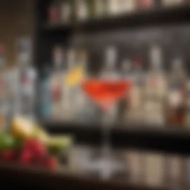 Chic Presentation of Vodka-Based Cocktails Chic vodka-based cocktail presentation on a bar
