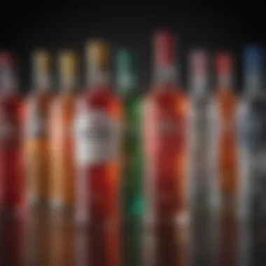 Vibrant assortment of colorful vodka drinks