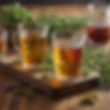 Beautifully arranged herbal teas on a wooden table