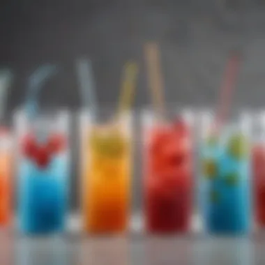 Variety of Hydration Options Colorful array of hydration beverages