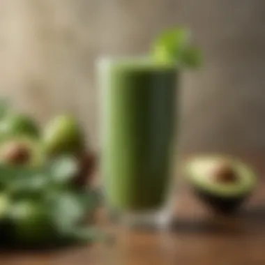 A vibrant green smoothie with spinach, avocado, and probiotics