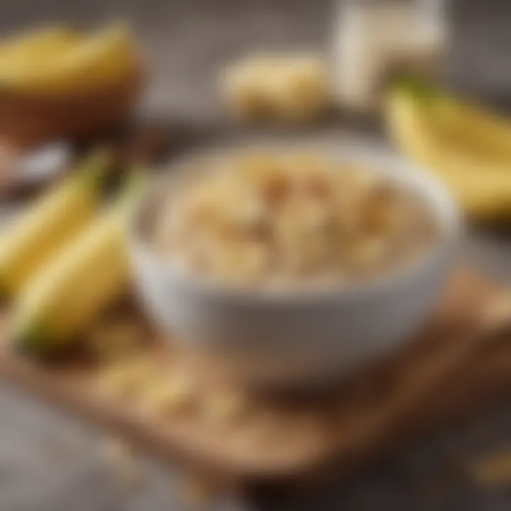 A bowl of oatmeal with honey and bananas