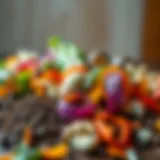 Kitchen Scraps for Composting A vibrant assortment of compostable kitchen scraps including vegetable peels and coffee grounds.