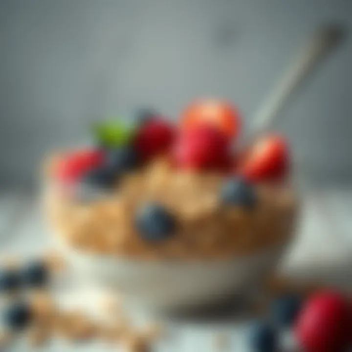 Bowl of wheat bran cereal topped with fresh berries
