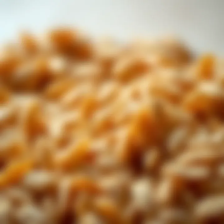 Close-up of wheat bran cereal showcasing its texture