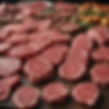 Local Market Game Meat Selection Vibrant selection of game meats displayed at a local market