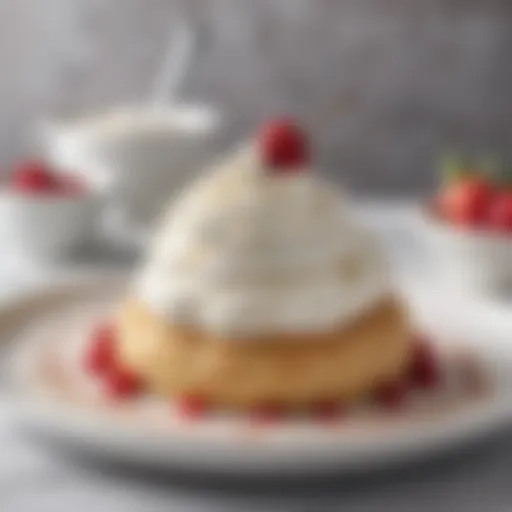 Elegant dessert topped with whipped cream