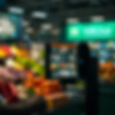 Navigating Online Grocery Platforms A digital interface showcasing online grocery shopping