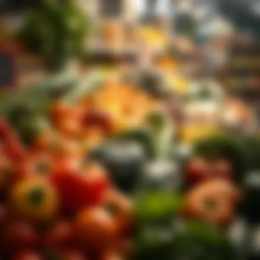 An array of organic fruits and vegetables