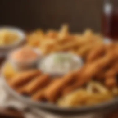 A vibrant display of the sides included in the Chicken Finger Platter, such as fries and cole slaw.